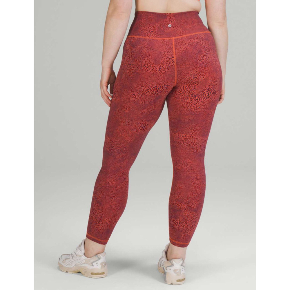 Lululemon Wunder Train High-Rise Tight 25" Crackle Glaze Vintage Orange Larkspur - Picture 2 of 7